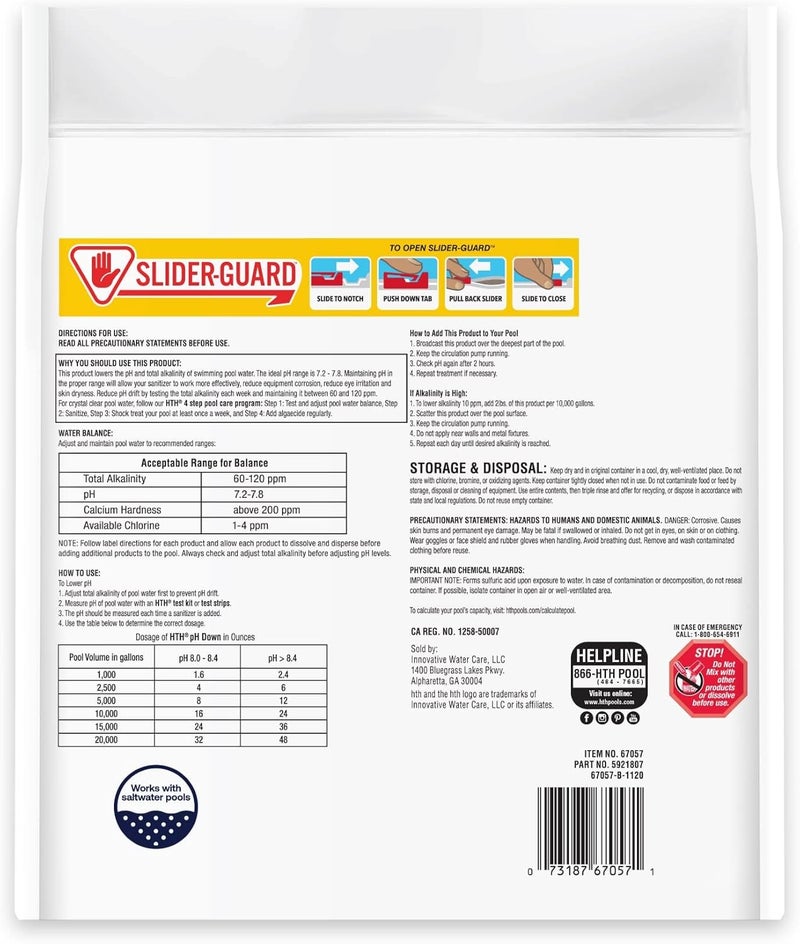 HTH Pool Care pH Down, Lowers pH, Swimming Pool Chemical, 5 Lbs - Image 2